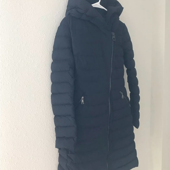 Moncler Barge Asymmetric-Zip Black Quilted Down-filled Coat Size 00 $2250 - Picture 5 of 12